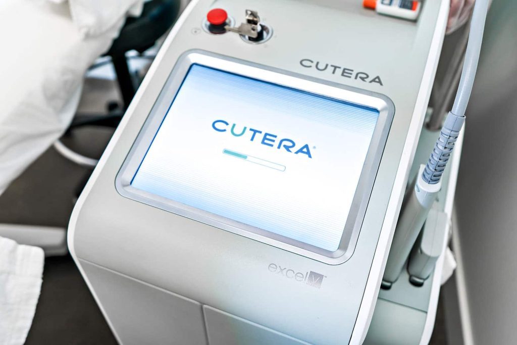 Close-up of Cutera laser machine in a clinical setting